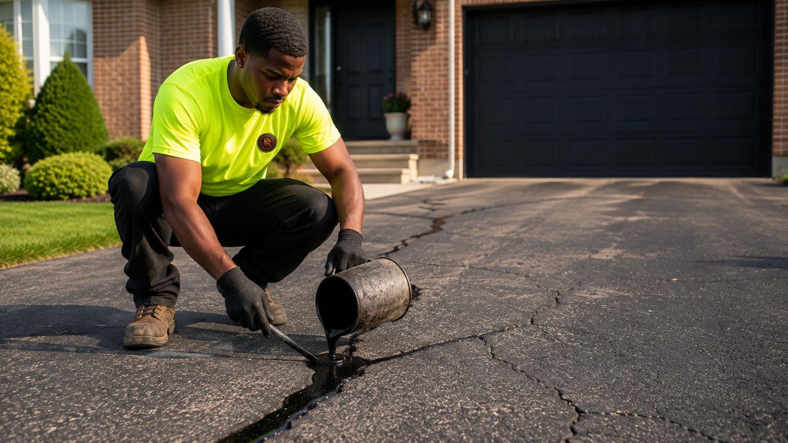 Crack filling on asphalt